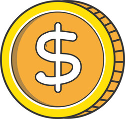 Money coins in comic book version, diorama