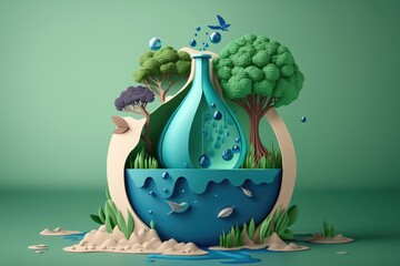 Water saving, preserving every drop of water on the Earth. Environmental, climate change and Global Warming - Generative AI