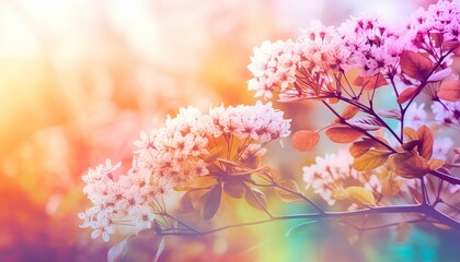 nature background with spring blooming flowers. Generative ai