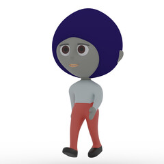 3d cute person walking