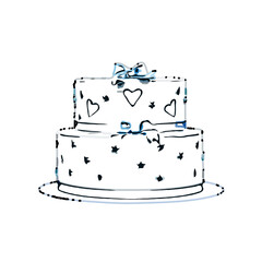 Color sketch of a birthday cake with transparent background