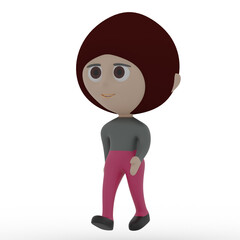3d cute person walking