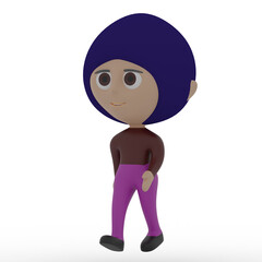 3d cute person walking
