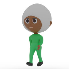 3d cute person walking