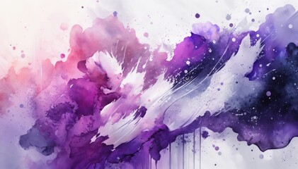 Fototapeta premium Abstract watercolor background. Bright chaotic mono color illustration. Purple and blue watercolor wallpaper. Generative AI art.