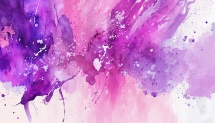 Fototapeta na wymiar Abstract watercolor background. Bright chaotic mono color illustration. Purple and blue watercolor wallpaper. Generative AI art.