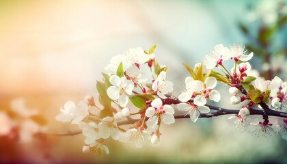Fototapeta premium nature background with spring blooming flowers. Generative ai
