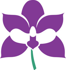 Orchid flower logo flat vector illustration
