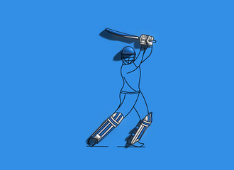 3D Render Concept of Batsman Playing Cricket 3D illustration Design.