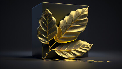 wallpaper of golden leaf on black background Using Using Generative Ai.