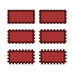 Notch Edge Red Rectangle Stroke Shapes