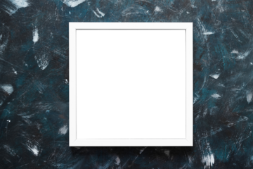 white square picture frame mock-up with copy space for yout text or image on top of navy blue background