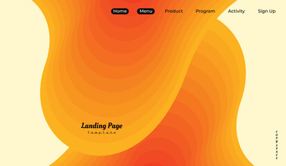 Abstract orange layer landing page background template copy space