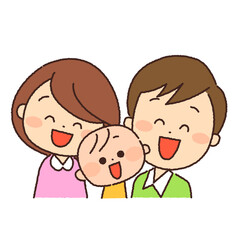 手描き風　笑顔の家族