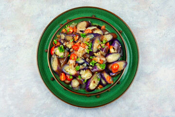 Warm vegetable salad with aubergine
