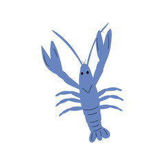 Crayfish Character sea animal on deep background. Wild life illustration. Underwear world. Vector illustration.