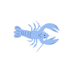 Crayfish Character sea animal on deep background. Wild life illustration. Underwear world. Vector illustration.