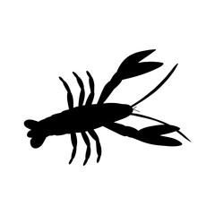 Crayfish Character sea animal on deep background. Wild life illustration. Underwear world. Vector illustration.