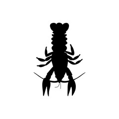 Crayfish Character sea animal on deep background. Wild life illustration. Underwear world. Vector illustration.