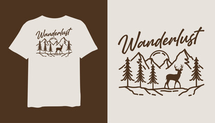 Wanderlust t-shirt design. Wanderlust vintage t-shirt design. t-shirt design vector for print. Wanderlust logo design vector illustration. quotes for t-shirt