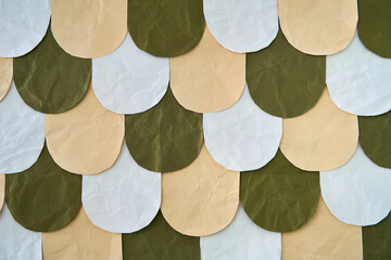 beige white and green fish scale Paper background   © aaron
