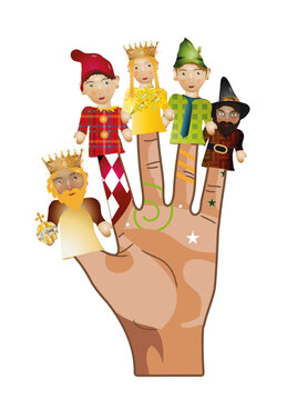 Figuren aus dem Kasperltheater als Fingerpuppen