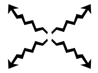 カクカク折れ線の矢印セット（黒）