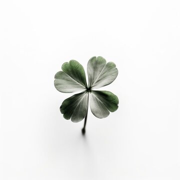 Isolated minimalistic image of a clover on white background Generative AI