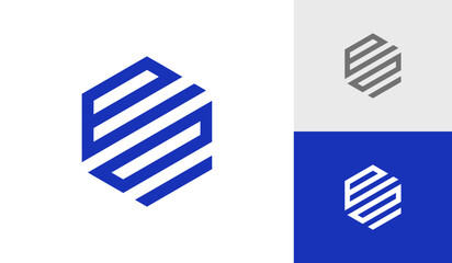 Letter EDI initial hexagon monogram logo design vector