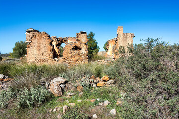 Ruins of abandoned miners' houses in Lavrion region