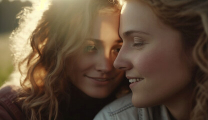 Obraz premium Girls who love each other. Free love concept. transgender couple. Bisexual. Homosexual.