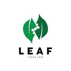 Green Leaf Logo, Ecology Natural Plant Vector, Nature Design, Illustration Template Icon