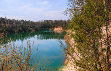 Wonderful colors of the former Cretaceous quarry in Grodno, on the site of which a lake was formed! Industrial facility - artificial reservoir!