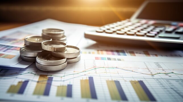 Path to Financial Success: A Thoughtful Composition of Coins and Financial Documents, Emphasizing the Importance of Effective Financial Management