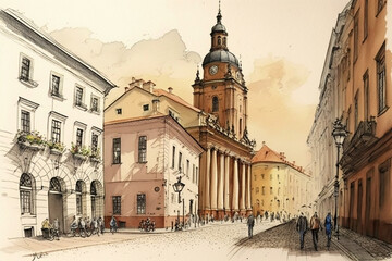 Obraz premium Old city in Vilnius.