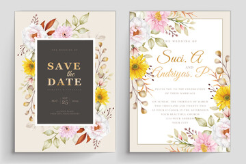wedding invitation with floral illustration