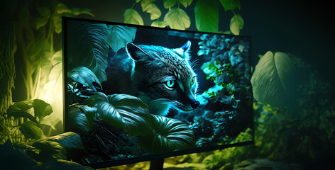 Fuchs auf einem Bildschirm in der Natur
