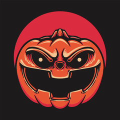 Orange Pumpkin vector Retro Illustration