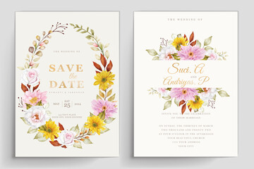 Fototapeta na wymiar wedding invitation with floral illustration