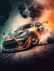 Foto op Canvas Cinematic drifting car   Burnout tires © Animesh
