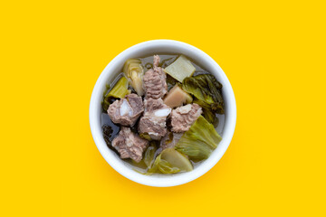 Pork rib soup with pickled cabbage or mustard greens