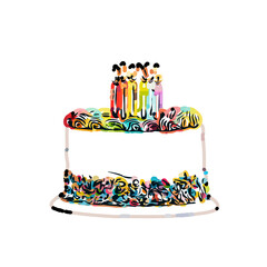 Color sketch of a birthday cake with transparent background