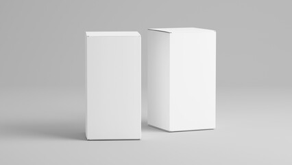 Pair of white packaging box - 3d rendering mock up.
