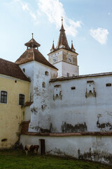 View of the historical Church-fortress in the city of Hărman. Transylvania. Romania