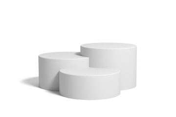 empty podium or pedestal display on white background with cylinder stand concept blank product shelf standing backdrop