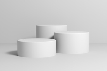 empty podium or pedestal display on white background with cylinder stand concept blank product shelf standing backdrop