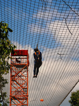 Person gliding on the zipline