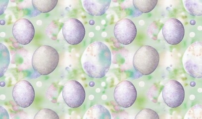  a watercolor painting of eggs on a green and white background.  generative ai