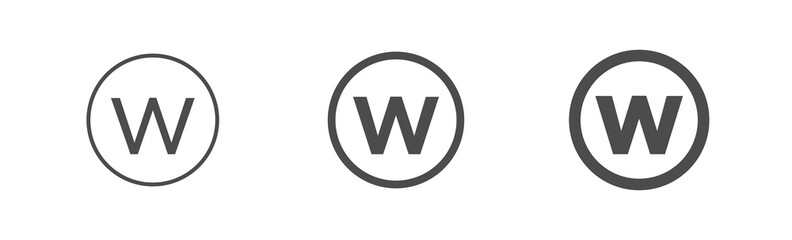 Clothes care icon, PROFESSIONAL WET-CLEANING. International marking of fabric on the label. Set of washing symbol of different thickness.