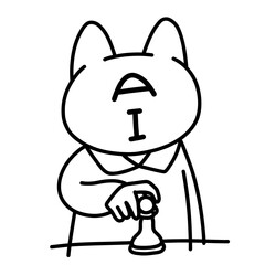 チェスをする猫型人工知能（線画）